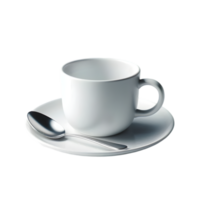 Cup and saucer with a spoon isolated from background png