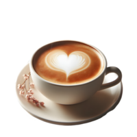 Coffee cup with heart shape on transparent background png