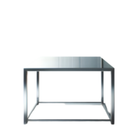 Table with a metal base and a clear top isolated from background png