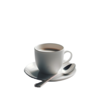 Cup of coffee on a saucer with spoon isolated from background png