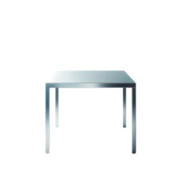 Table with a metal base and a clear top isolated from background png