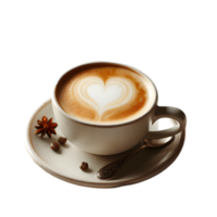 Cup of coffee with a heart shape isolated from background png