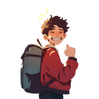 Illustration of handsome boy happy to be back to school png