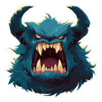 Angry monster character with sharp fangs and cool horns png