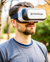 High Quality Virtual Reality Headset Mockup with Diverse Model psd