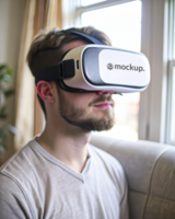 High Quality Virtual Reality Headset Mockup with Diverse Model psd