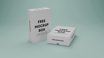 a 3D box with a white label on it and green background psd