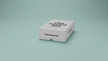 a 3D box with a white label on it and green background psd