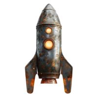 3D rendering for vintage rusty space rocket. Ai-Generated png