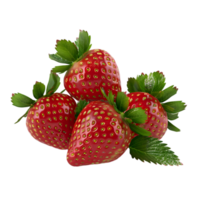 Strawberries with leaves isolated on a transparent background png