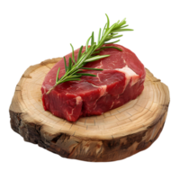 Beef steak with rosemary on a cutting board isolated on a transparent background png