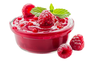 Raspberry pudding alone against transparent background png