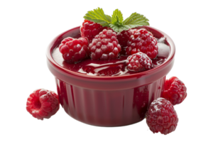 Raspberry pudding alone against transparent background png