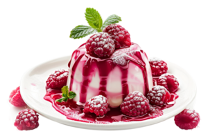 Raspberry pudding alone against transparent background png