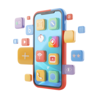 Isolated 3d rendering of smartphone against transparent background png