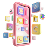 Isolated 3d rendering of smartphone against transparent background png