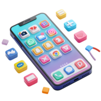 Isolated 3d rendering of smartphone against transparent background png