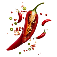 A serrano chili with cut against transparent background png