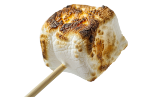 Roasted marshmallow on stick alone against transparent background png