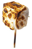 Roasted marshmallow on stick alone against transparent background png