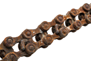 Rusty bicycle chain on transparent background png