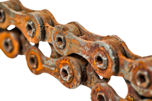 Rusty bicycle chain on transparent background png