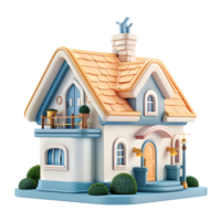 3D house icon on transparent background png