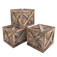 3D image of wooden shipping crates on transparent background png