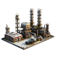 3D image of an oil factory on atransparent background 8K high resolution png