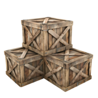 3D image of wooden shipping crates on transparent background png