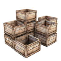 3D image of wooden shipping crates on transparent background png