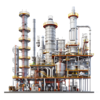 3D image of an oil factory on atransparent background 8K high resolution png
