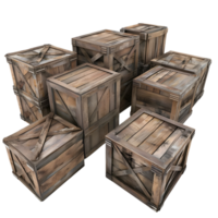 3D image of wooden shipping crates on transparent background png