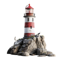 3D illustration of a lighthouse transparent background png