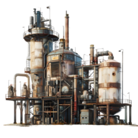 3D image of an oil factory on atransparent background 8K high resolution png