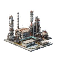 3d beeld van een olie fabriek Aan atransparant achtergrond 8k hoog resolutie png