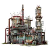 3D image of an oil factory on atransparent background 8K high resolution png