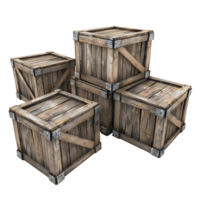 3D image of wooden shipping crates on transparent background png