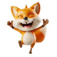 3D illustration of a joyful fox transparent background png