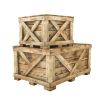 3D image of wooden shipping crates on transparent background png