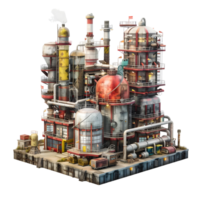 3D image of an oil factory on atransparent background 8K high resolution png