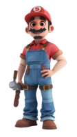 3D model cartoon plumber transparent background png