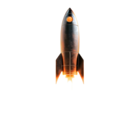 A rocket with a flame effect on the bottom against transparent background png