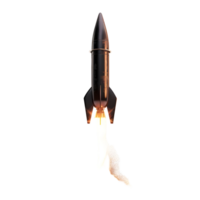 A rocket with a flame effect on the bottom against transparent background png