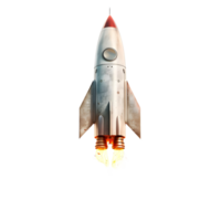 A rocket with a flame effect on the bottom against transparent background png