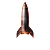 A rocket with a flame effect on the bottom against transparent background png