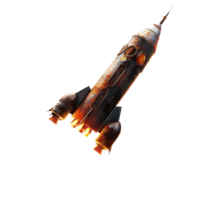 A rocket with a flame effect on the bottom against transparent background png