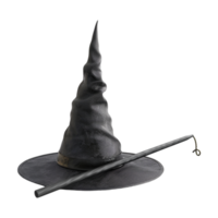 Witch Hat with Magic Wand on Transparent Background png