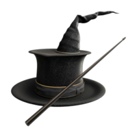 Witch Hat with Magic Wand on Transparent Background png
