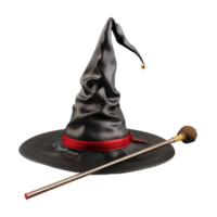 Witch Hat with Magic Wand on Transparent Background png